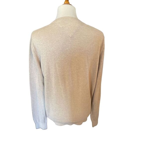 Tommy Hilfiger V-Neck Sand Colored Long Sleeve 100% Cotton Sweater Size M - Picture 2 of 11